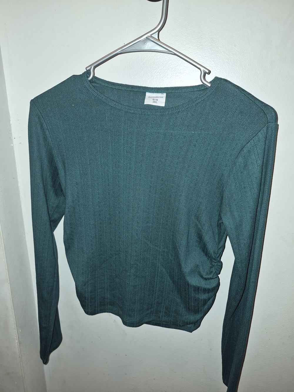 Abercrombie & Fitch Dark Teal Ribbed Long Sleeve Top